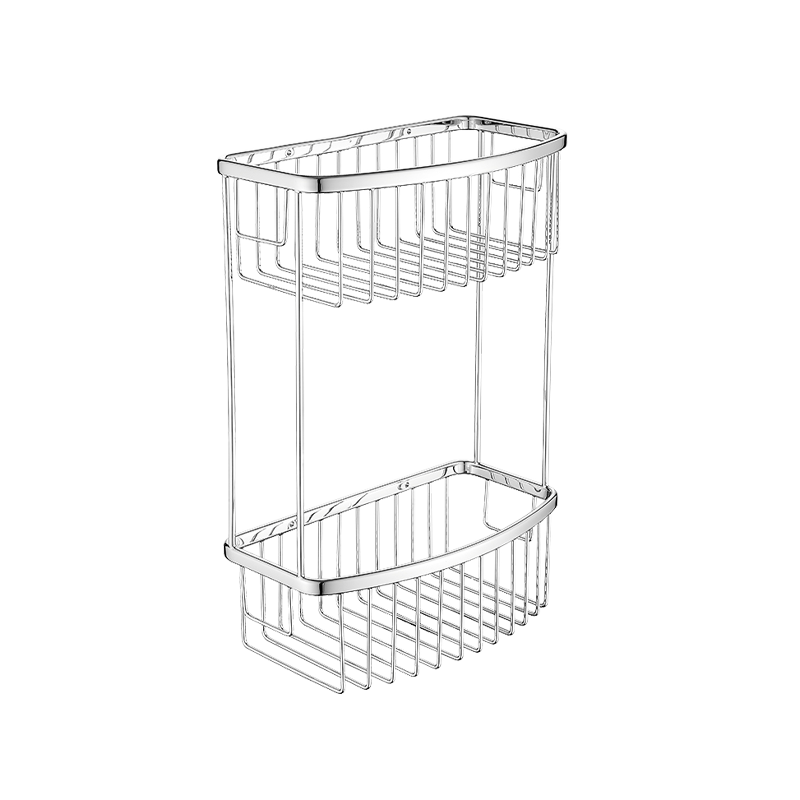 8816 26x14x37.5cm Dinding dipasang keluli tahan karat Double Wall Bathroom Storage Basket