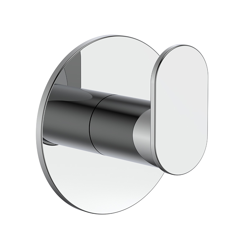 094011 Pemasangan pelbagai fungsi Pusingan Robe Kuat Bilik Mandi Chrome Single Robe Hook