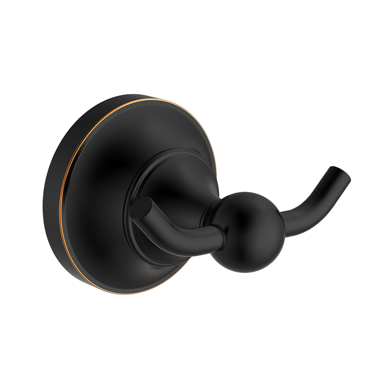 166012 Gangsa Hitam Double Towel Hook Towel Hanger untuk Dinding
