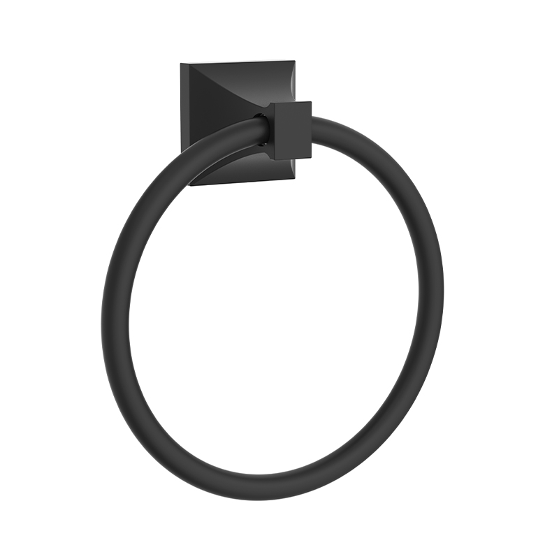 167031 cincin tuala menggantung bulat pemegang square tuala hitam matt hitam sederhana
