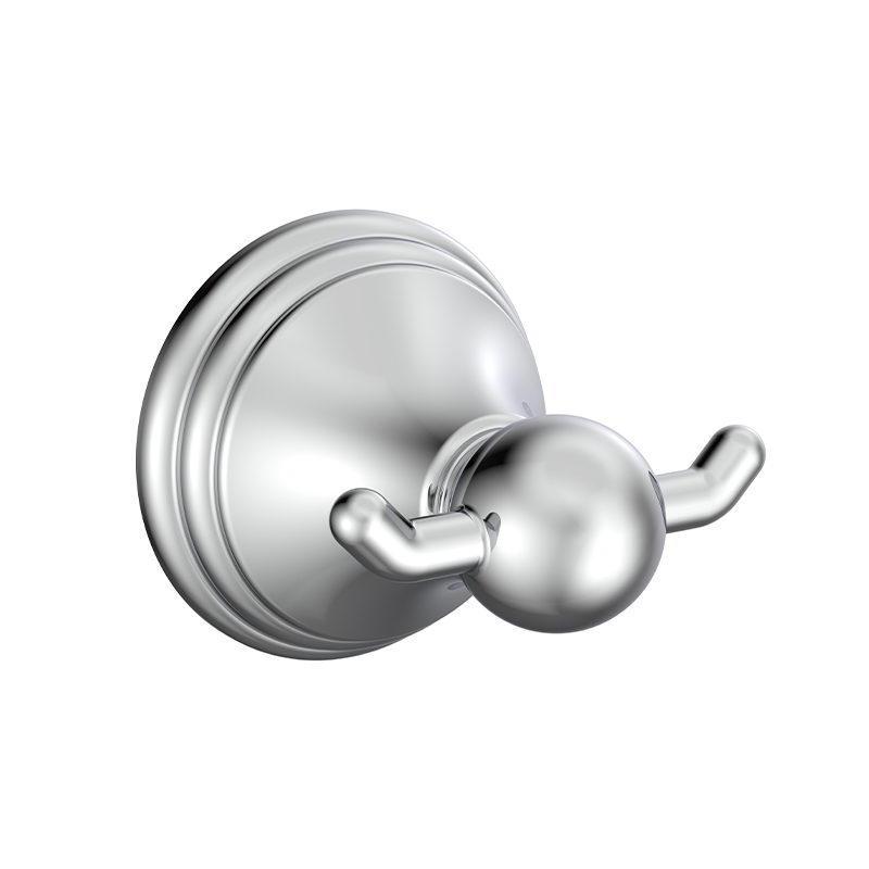 168012 Chrome Bilik Mandi Double Robe Hook Wall dipasang 