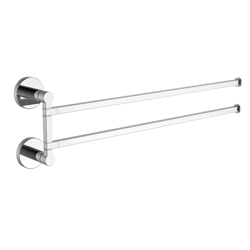 194049 Dinding bilik mandi dipasang Chrome Double Swivel Tuala Rail